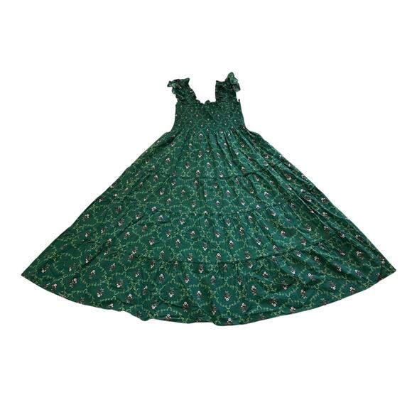 Hill House Women XS The Ellie Nap Dress Emerald Trelli Smocked Midi Formal - Picture 2 of 7